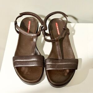 Prada Linea Rosa Platform Strappy Sandals Sz 37